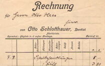 Alte Rechnung von Dentist Otto Schlotthauer aus dem Jahr 1916.